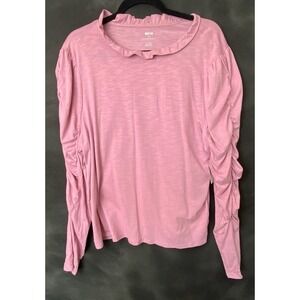 Maeve Anthropologie Ruched Long Sleeve Top Mauve Pink Women's XL Blouse Feminine